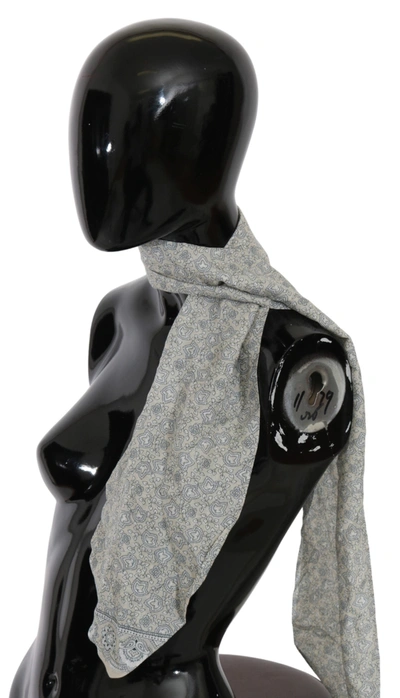 Ermanno Scervino Cotton Beige Blue Fantasy Print Scarf In Beige