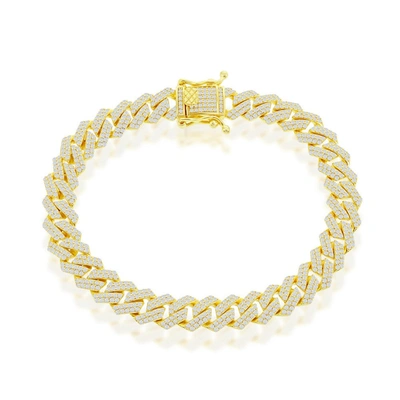 Shop Simona Sterling Silver 8mm Micro Pave Monaco Bracelet - Gold Plated In White