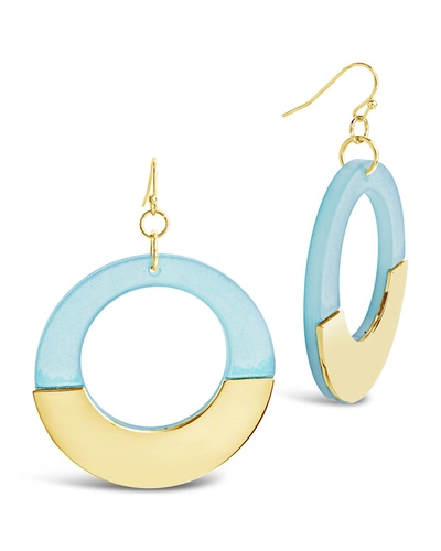 Sterling Forever 14k Plated Half Resin Dangle Earrings In Blue