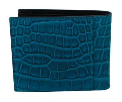 Shop Dolce & Gabbana Mens Card Holder Bifold Logo Exotic Skin Men's Wallet In Blue