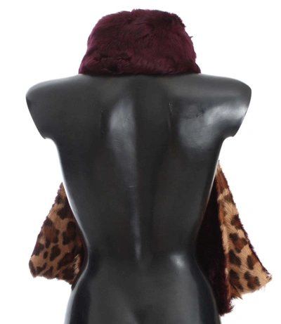 Shop Dolce & Gabbana Lamb Fur Leopard Print Women's Scarf In Purple