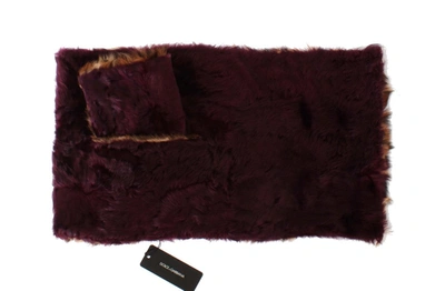 Shop Dolce & Gabbana Lamb Fur Leopard Print Women's Scarf In Purple