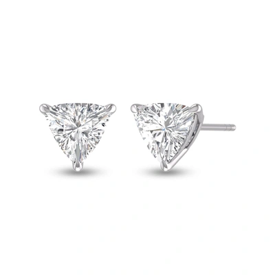 Shop Lab Grown Diamonds Lab Grown 1/2 Ctw Trillion Shaped Solitaire Diamond Earrings In 14k White Gold In Silver