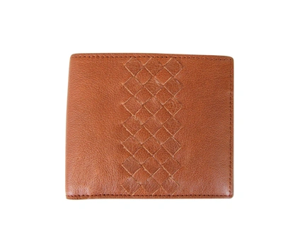 Shop Bottega Veneta Men's Bifold Leather Wallet With Woven Detail In Brown