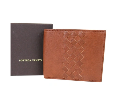 Shop Bottega Veneta Men's Bifold Leather Wallet With Woven Detail In Brown