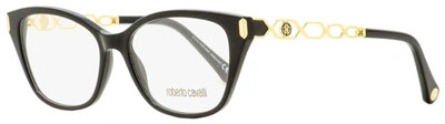 Shop Roberto Cavalli Women's Rectangular Eyeglasses Rc5113 001 Black/gold 52mm