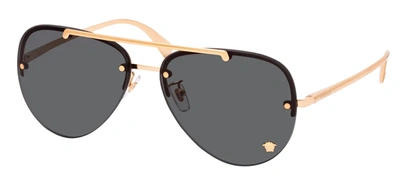 Shop Versace Ve 2231 100287 Aviator Sunglasses In Grey