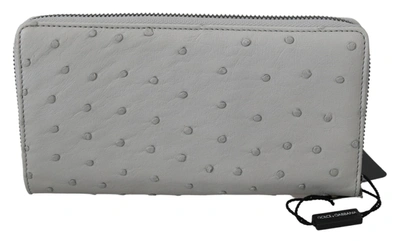 Shop Dolce & Gabbana Ostrich Leather Continental Mens Clutch Men's Wallet In White