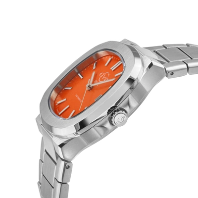 Shop Gv2 Automatic Men's Potente Orange Dial 316l Stainless Steel Bracelet Watch In White