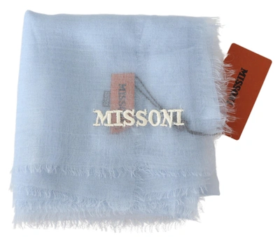 Missoni Light Blue Cashmere Unisex Neck Wrap Scarf In Grey