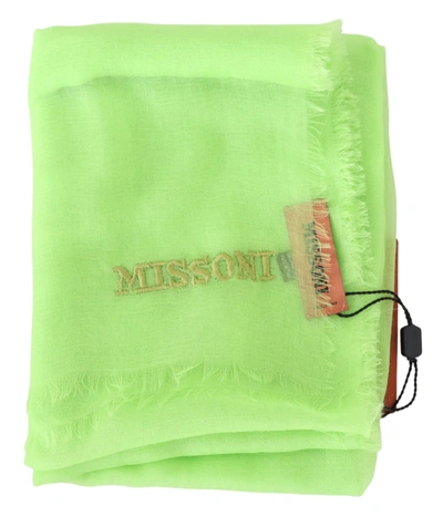 Shop Missoni Yellow Cashmere Unisex Neck Wrap Men's Scarf In Green