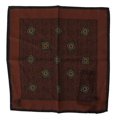 Shop Dolce & Gabbana Patterned Silk Square Handkerchief Men's Scarf In Brown