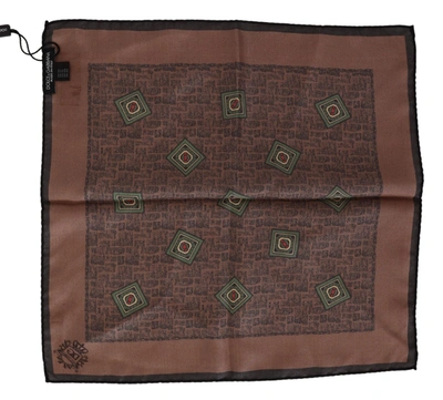 Shop Dolce & Gabbana Patterned Silk Square Handkerchief Men's Scarf In Brown