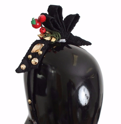Shop Dolce & Gabbana Diadem Headband Tiara Berry Fruit Crystal Bow Women's Hair In Black