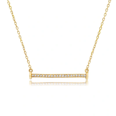 Shop Paige Novick 14k Yellow Gold Diamond Flat Bar Necklace With Triangle End Caps In White