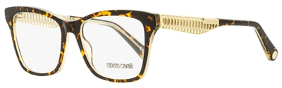 Shop Roberto Cavalli Women's Rectangular Eyeglasses Rc5089 056 Dark Havana/gold 53mm