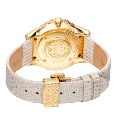Shop Roberto Cavalli By Franck Muller Roberto Cavalli Women's Champagne Dial Beige Leather Watch In Gold