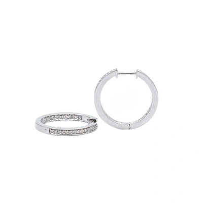 Shop Monary 1 Carat Triple Row Diamond Hoop Earrings In Sterling Silver
