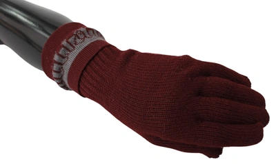 Shop John Galliano Elastic Wrist Length Mitten Designer Logo Women's Gloves In Red