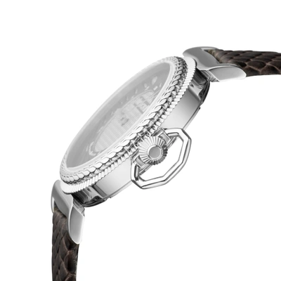 Shop Roberto Cavalli By Franck Muller Roberto Cavalli:womens Silver Dial Brown Leather Watch In White