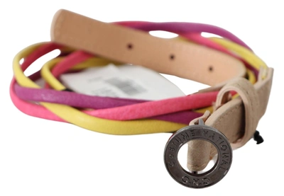 Shop Costume National Twisted Leather Circle Buckle Women's Belt In Pink