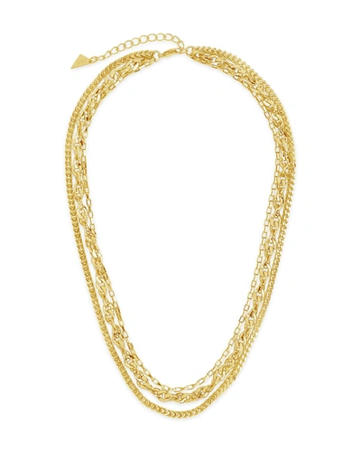 Shop Sterling Forever Three Layer Bold Chain Necklace In Gold