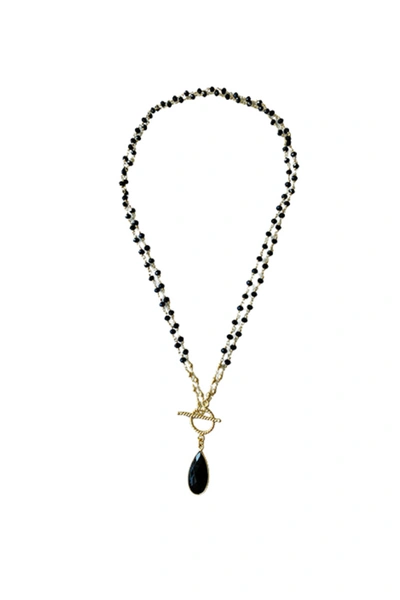 Shop A Blonde And Her Bag Michaela Double Lariat Necklace In Black Onyx With Black Onyx Drop