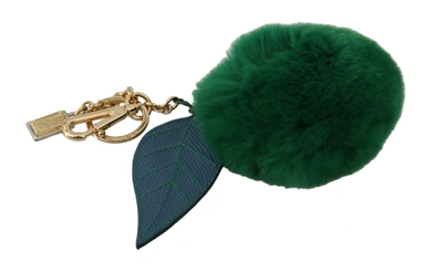 Shop Dolce & Gabbana Leather Fur  Clasp Keyring Women Women's Keychain In Green