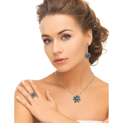 Suzy Levian Sapphire And Diamond Accent In Sterling Silver Earrings In Blue