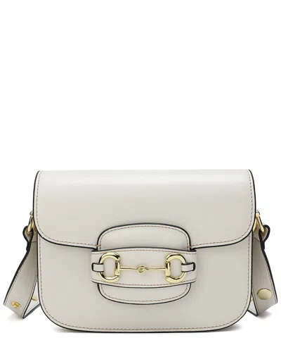 Shop Tiffany & Fred Top-grain Leather Foldover Messenger Bag In White