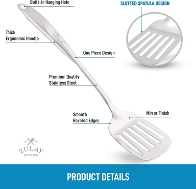 Zulay Kitchen Slotted Turner Grill Spatula With Ergonomic Easy Grip Handle In Silver