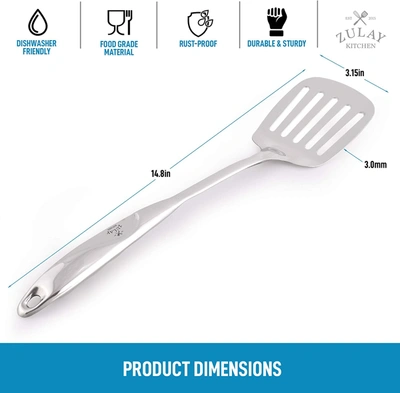Zulay Kitchen Slotted Turner Grill Spatula With Ergonomic Easy Grip Handle In Silver