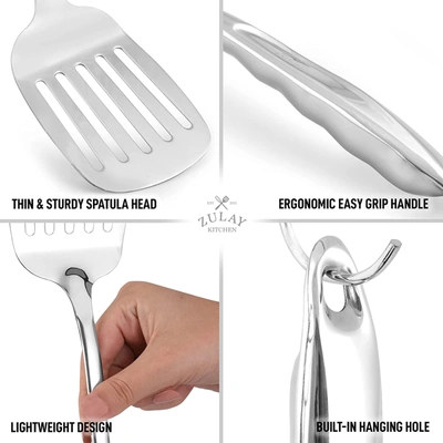 Zulay Kitchen Slotted Turner Grill Spatula With Ergonomic Easy Grip Handle In Silver