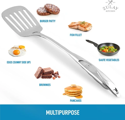 Zulay Kitchen Slotted Turner Grill Spatula With Ergonomic Easy Grip Handle In Silver