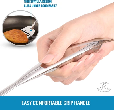 Zulay Kitchen Slotted Turner Grill Spatula With Ergonomic Easy Grip Handle In Silver