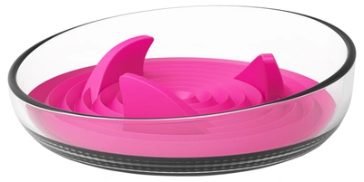 Shop Pet Life 'cirlicue' Shark Fin Shaped Modern Slow Feeding Pet Bowl In Pink