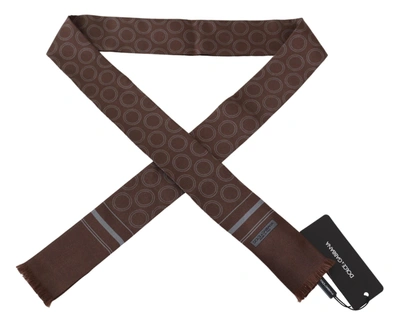 Shop Dolce & Gabbana Circles Neck Wrap Fringe Silk Men's Scarf In Brown