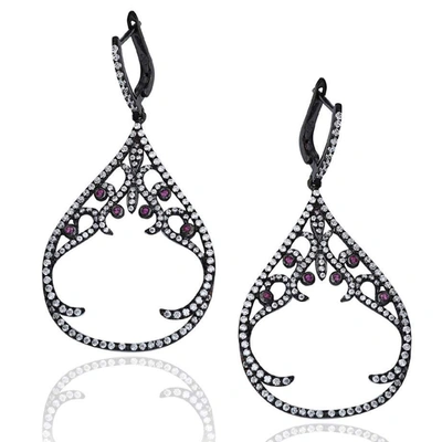 Shop Suzy Levian Pave Cubic Zirconia Sterling Silver Earrings In Pink