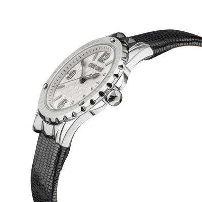 Roberto Cavalli By Franck Muller Roberto Cavalli Women's Silver Dial Grey Leather Watch In Silver