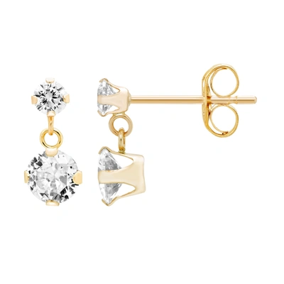 Shop A & M 14k Gold Cubic Zirconia Dangle Earrings In Silver