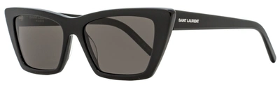 Shop Saint Laurent Women's Cateye Sunglasses Sl 276 Mica 001 Shiny Black 53mm In Grey