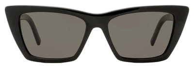Shop Saint Laurent Women's Cateye Sunglasses Sl 276 Mica 001 Shiny Black 53mm In Grey