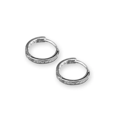 A & M 925 Sterling Silver Single Row Huggie Earrings
