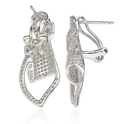 Suzy Levian Cubic Zirconia Sterling Silver Art Deco Pave Earrings In White