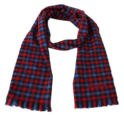 Missoni Multicolor Check Wool Unisex Neck Wrap Scarf In Multi