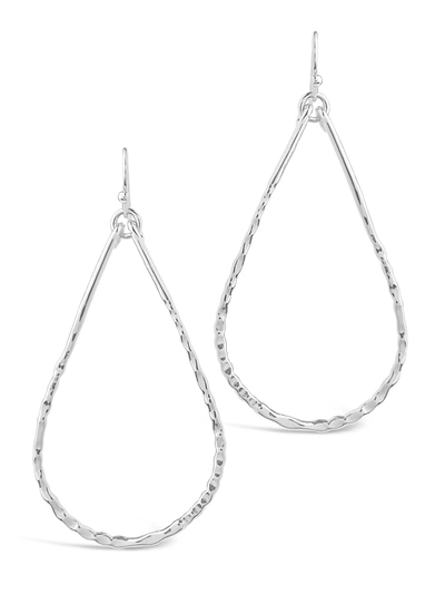 Sterling Forever Hammered Teardrop Dangle Earring-rose Gold In Silver