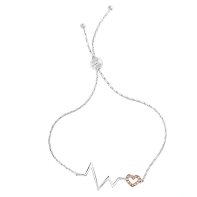 Vir Jewels 1/10 Cttw Diamond Bracelet Rose Gold Plated Over .925 Sterling Silver Heartbeat In Gold
