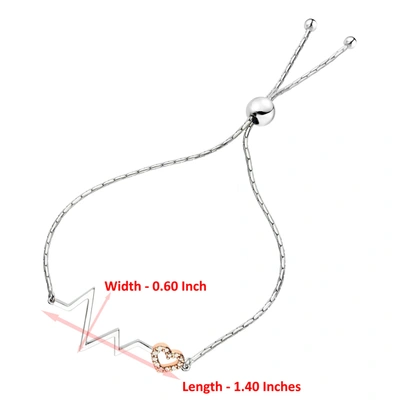 Vir Jewels 1/10 Cttw Diamond Bracelet Rose Gold Plated Over .925 Sterling Silver Heartbeat In Gold