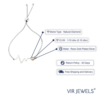 Vir Jewels 1/10 Cttw Diamond Bracelet Rose Gold Plated Over .925 Sterling Silver Heartbeat In Gold