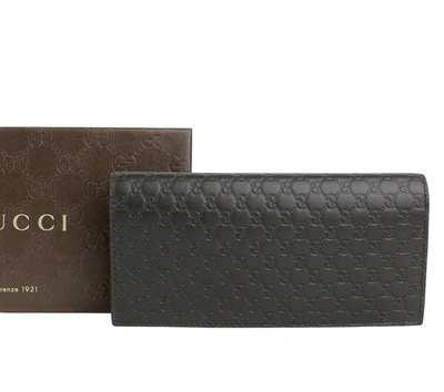 Shop Gucci Men's Microssima Leather Wallet With Id Window In Black